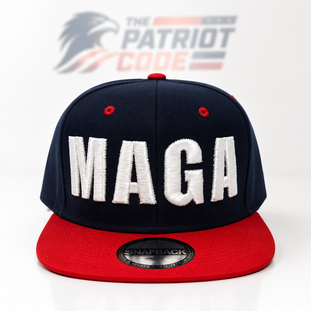 Make America Great Red, White & Blue Snapback — Structured Flat-Bill Cap