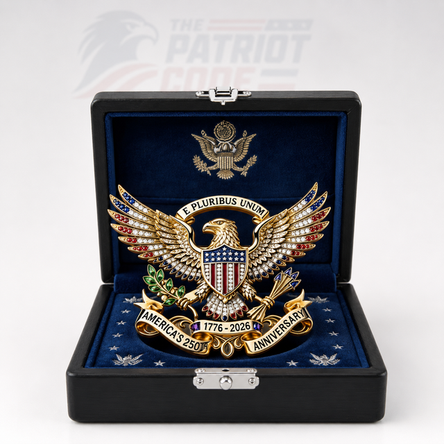 USA 250th Anniversary American Flag Brooch — Rhinestone Lapel Pin