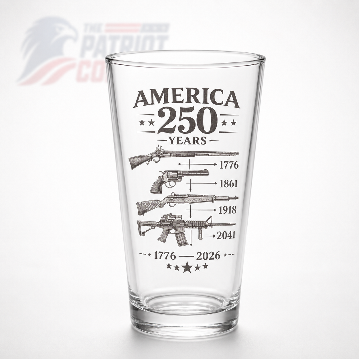 America 250 Pint Glass — Historical Anniversary Design