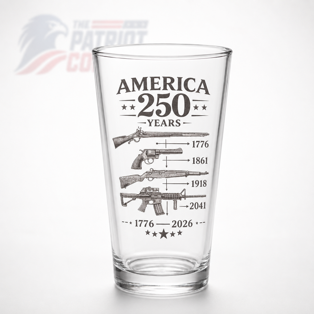 America 250 Pint Glass — Historical Anniversary Design