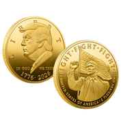 Donald Trump Fight Fight Fight Gold Coin — front and back, 1776-2026 commemorative