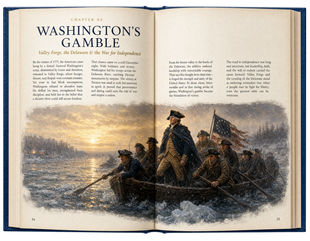 Interior spread — Washington's Gamble, the War for Independence