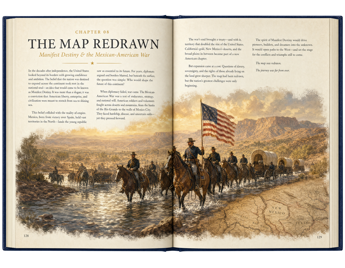 Interior spread — The Map Redrawn, Manifest Destiny