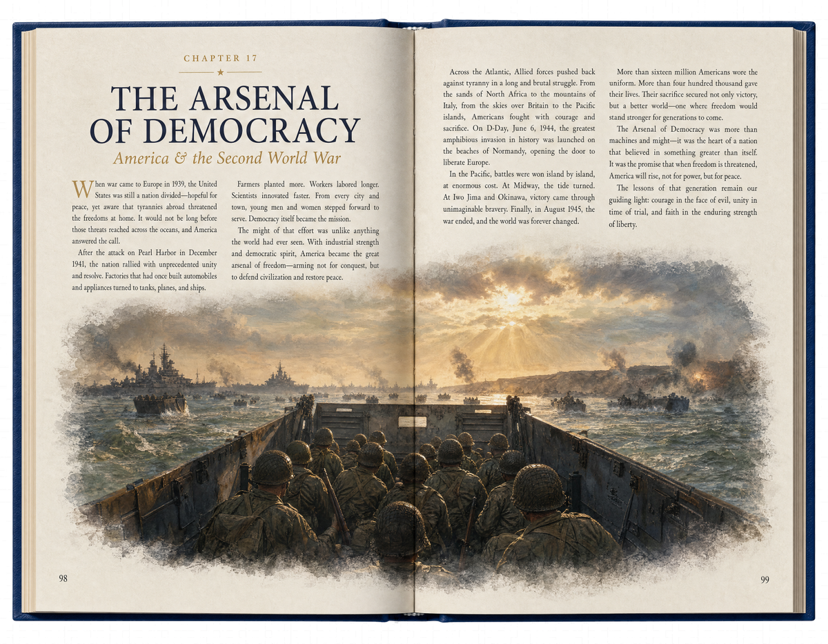 Interior spread — The Arsenal of Democracy, the Second World War