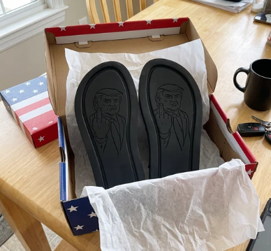 Flip flops in patriotic gift box